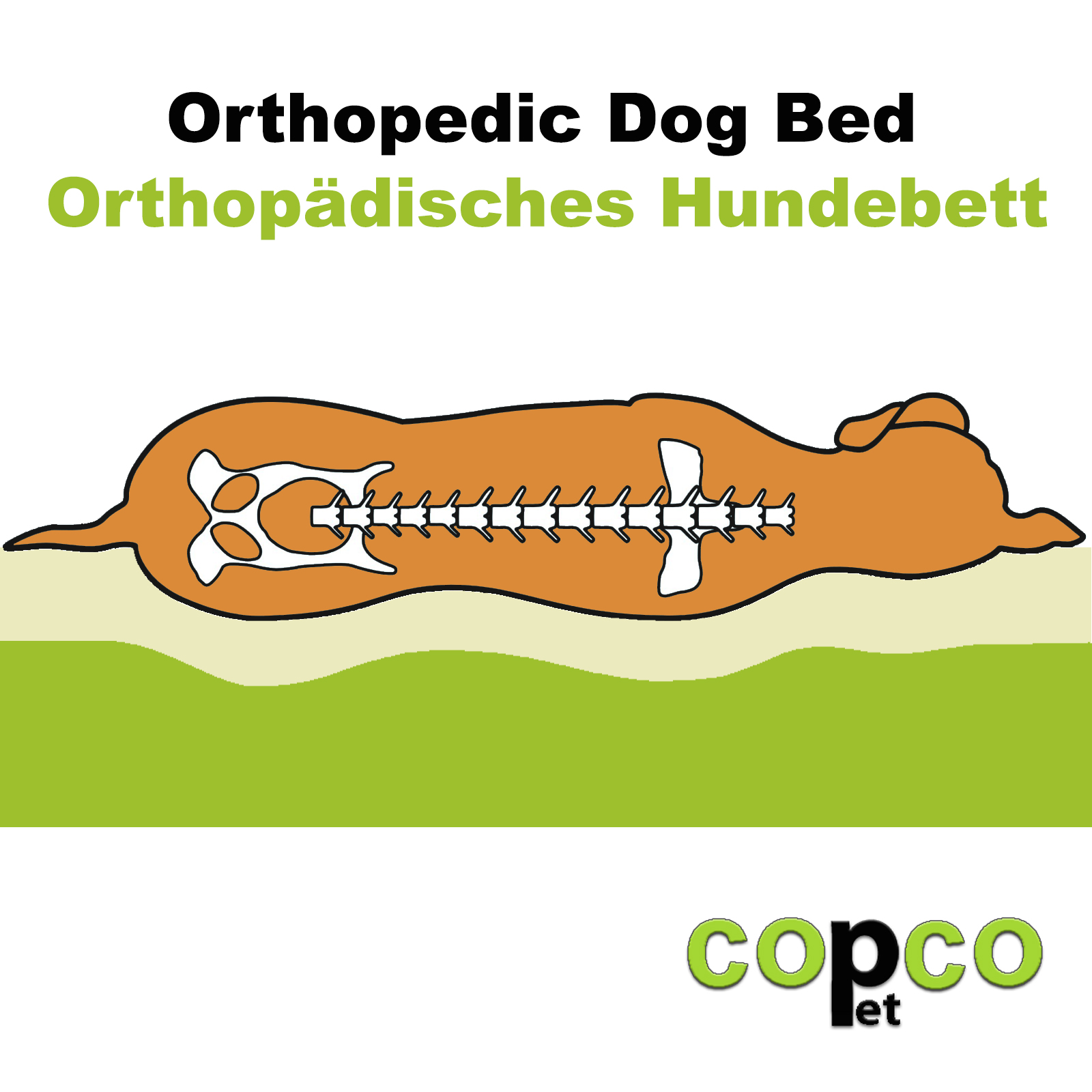 CopcoPet - Hundebett Rocco Mocca M ca. 70 x 55 cm Visco (orthopädisch)